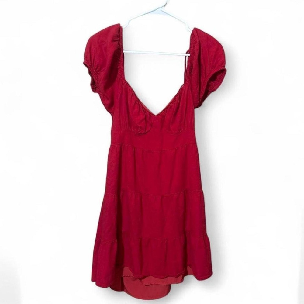 LA Hearts Dainty Trim Tie Back Mini Dress - red - L